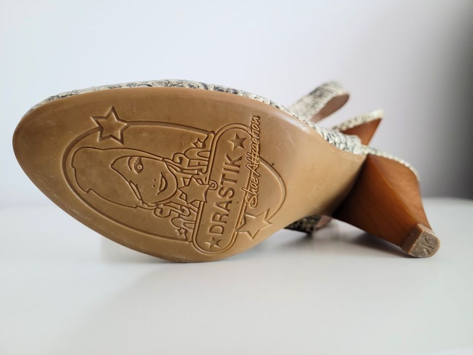 Pantofi cu toc comod, damă, 37, Drastic, imiitație piele șarpe