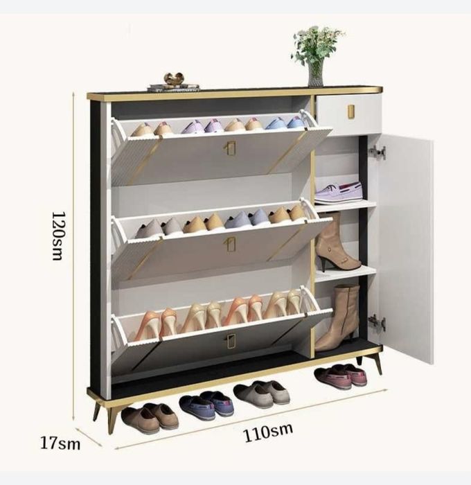 Современный узкий шкаф для обув