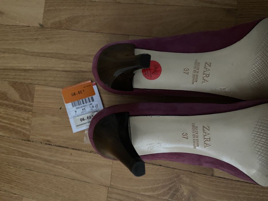 Pantofi toc din piele intoarsa, noi, 37, Zara