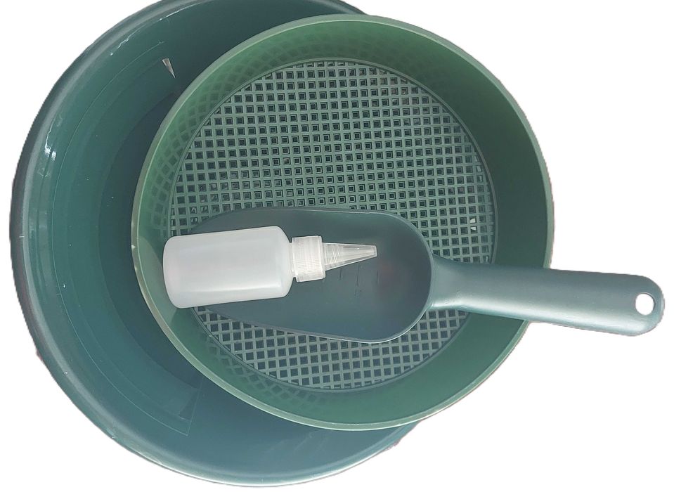 сито , леген за злато , лопатка - комплект