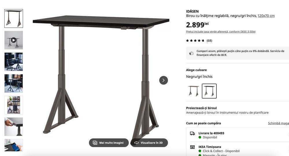 Birou electric reglabil ikea idasen bluetooth, aplicatie