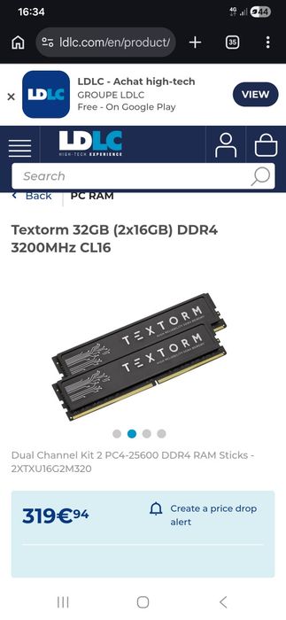 Memorie RAM 16X2 DUAL CHANNEL 3200mhz cl16