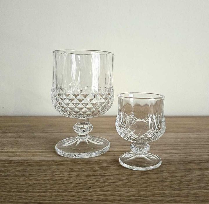 Нови! Комплект кристални чаши за вино и уиски или ракия
