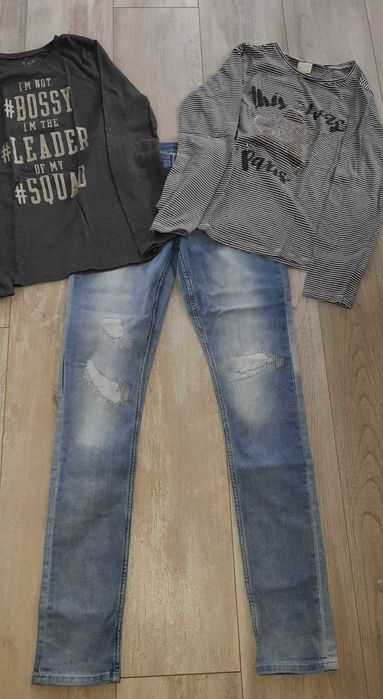Дънки НМ, блуза Zara и блуза Place за ръст 164/170