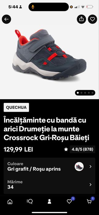 Încălțăminte drumeție Crossrock Decathlon – mărime 34