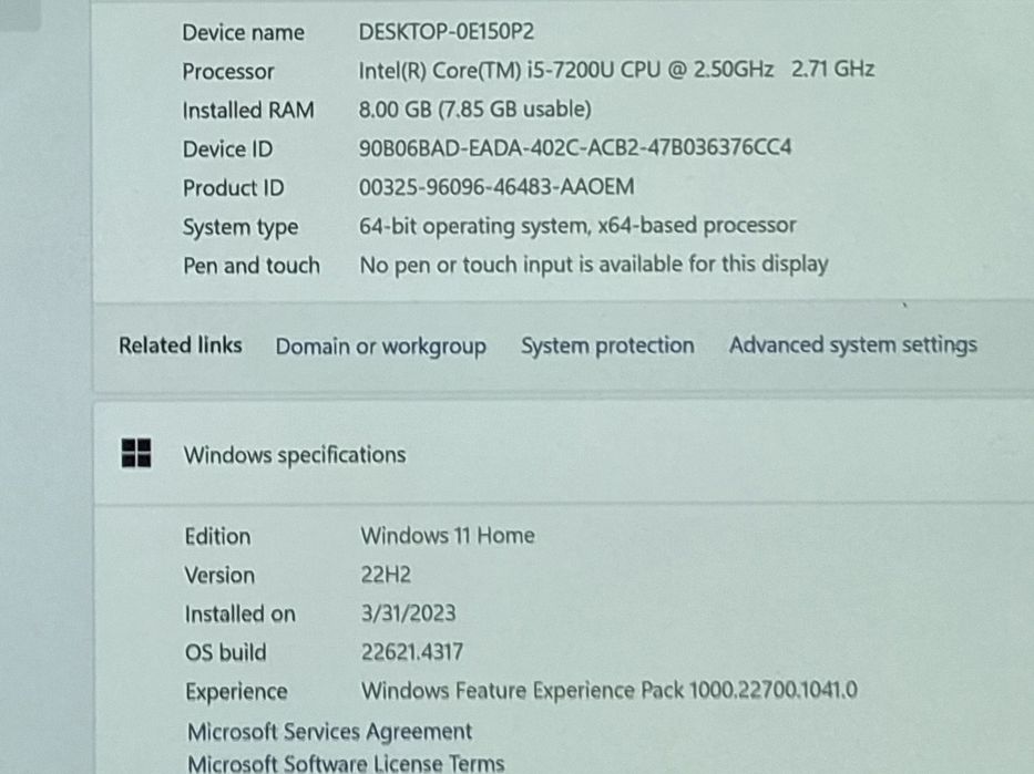 vand laptop Slim-subtire Hp ENVY Notebook 13"4K.i5 7200.8 Gb.Ssd 256 Gb