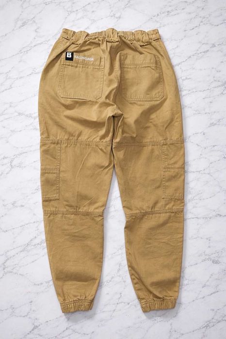 дамски карго cargo  панталон баленсиага бежов горчица с джобове и черен колан дъдлъг панталон camel balenciaga