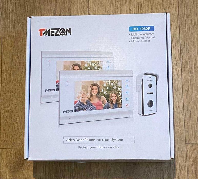 Sistem videointerfon, Tmezon,2 monitoare, montare pe perete, alb