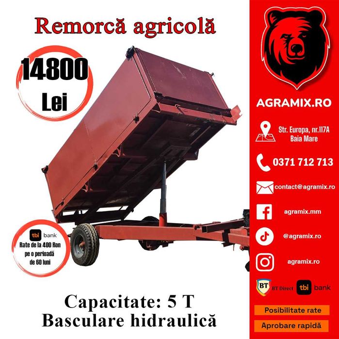 Remorca agricola cu basculare hidraulica SH Agramix