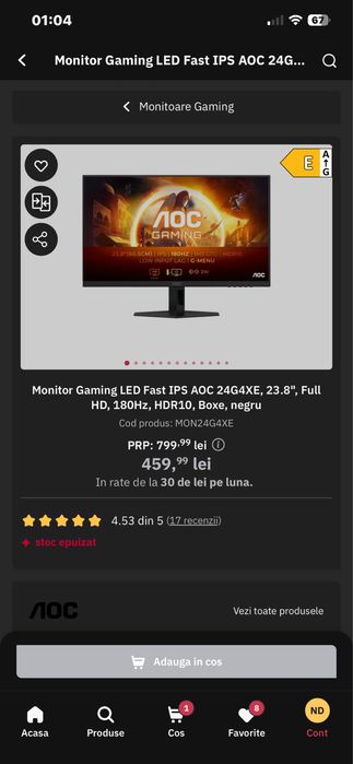 Monitor Gaming AOC 24’’