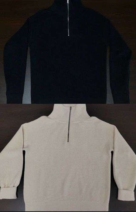 Комплект плетени пуловери с четвърт цип и дълги ръкави