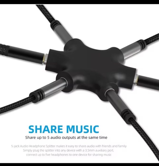 Разклонител/Сплитер за 3.5мм Аудио Жак за Слушалки, Аудио системи и др