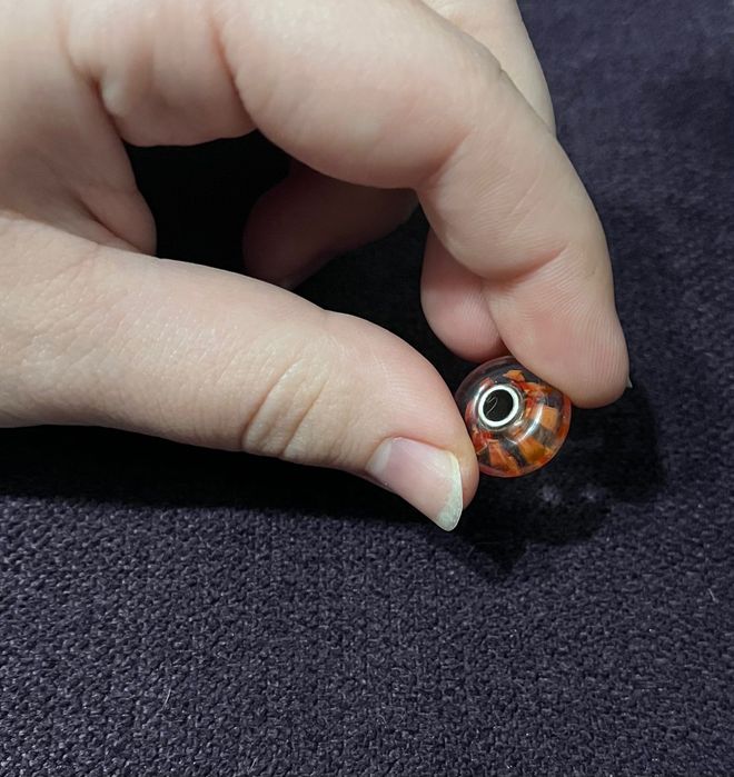 Pandantiv Trollbeads, pentru bratara, sticla murano si argint