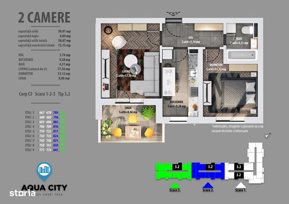 De vanzare apartament 2 camere - Aqua City Crangasi Giulesti Sector 6
