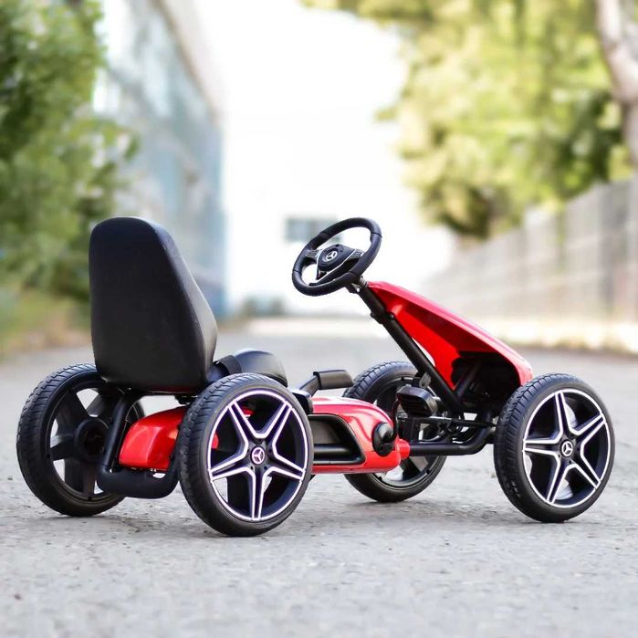 GO Kart cu pedale de la Mercedes, roti cauciuc solid, scaun reglabil