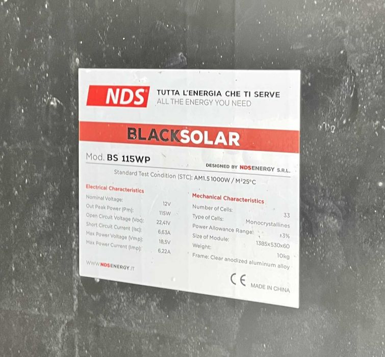 2 бр. x Соларени панела NDS Black 115W + контролер