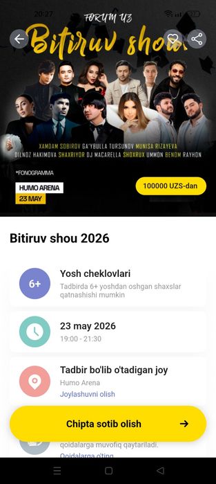 23 may kuni Humo Arenada gala kansert