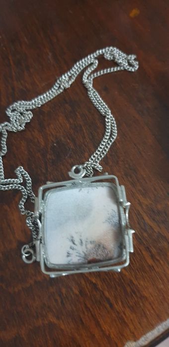 Подвес кулон моховый агат мельхиор