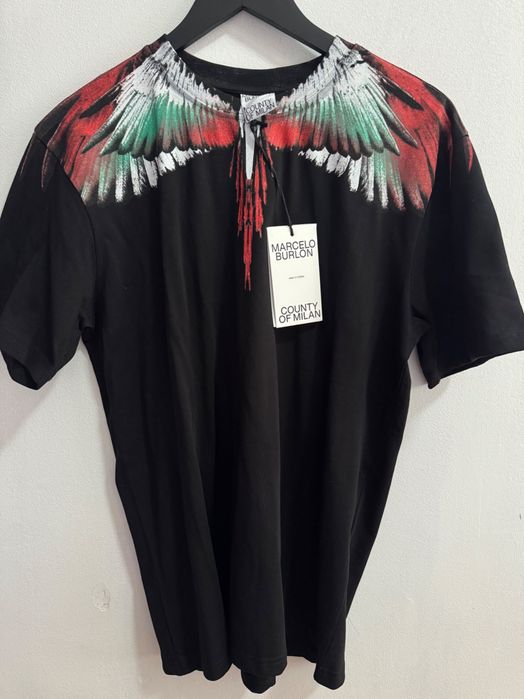 Tricou Marcelo Burlon aripi rosu verde