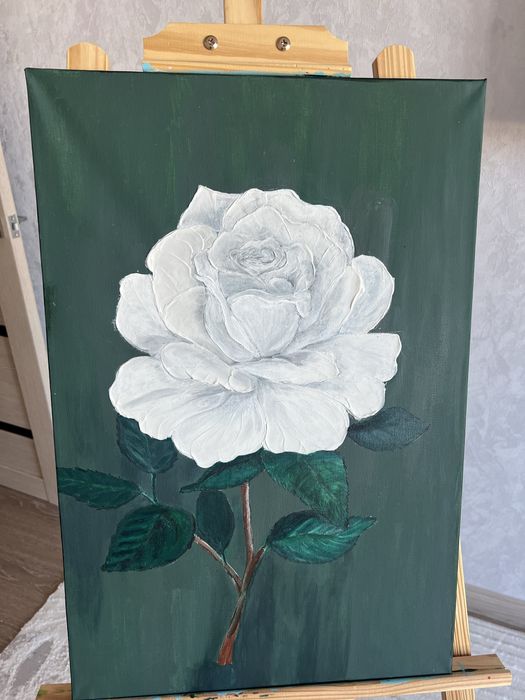 Картина белая роза
