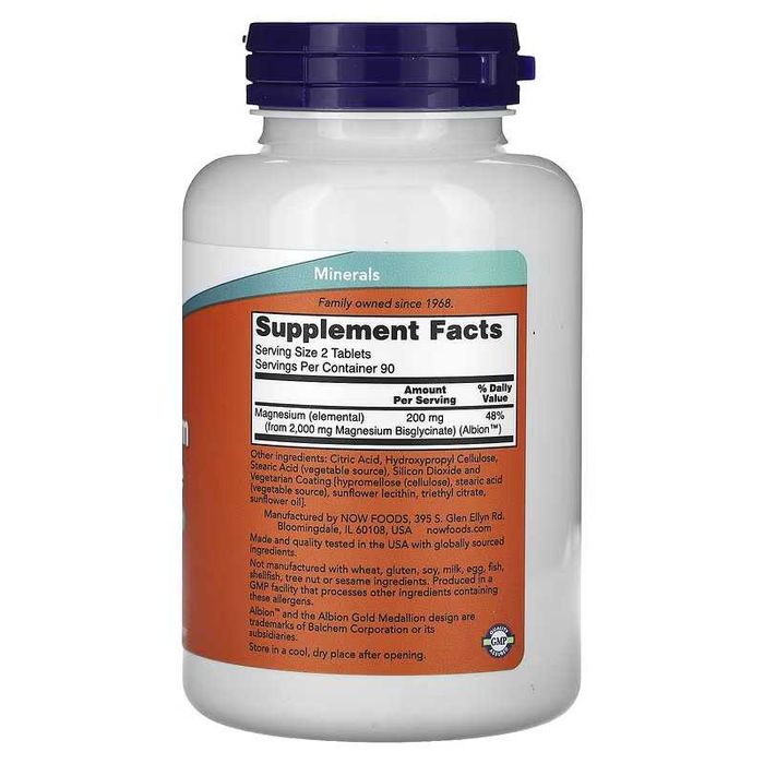 NOW Foods Magnesium Glycinate BioPerine Глицинат магния магний magniy