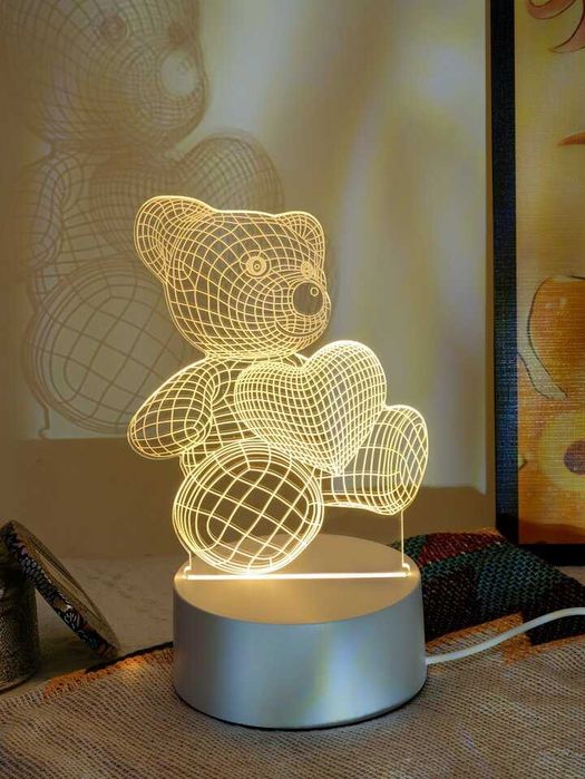 Нощна 3Д ЛЕД лампа статуетка за подарък мече мотор футбол сърце делфин