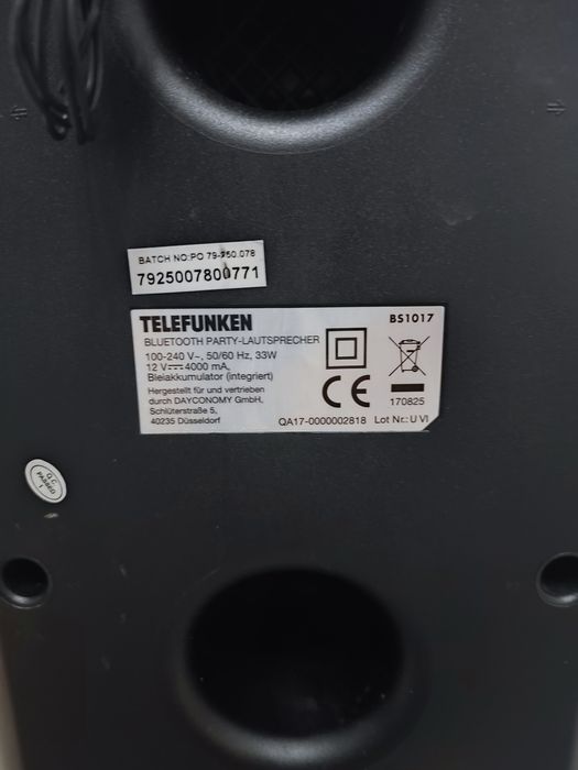 Boxa portabila Telefunken Bluetooth Aux USB microfon radio lumini