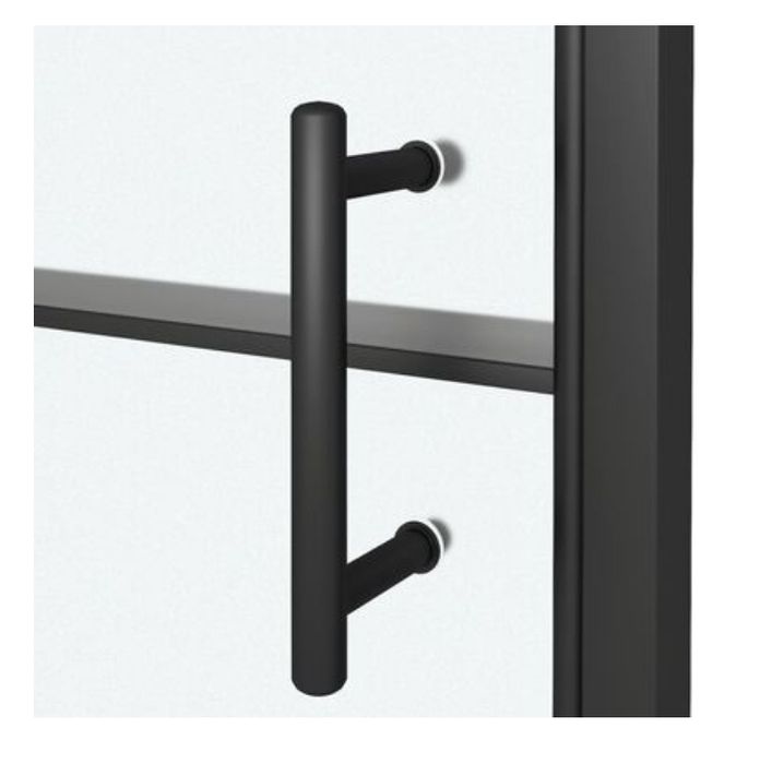 Uşă de duş, 100x178 cm, negru, sticlă securizată semi-mată