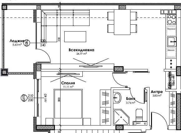 Тристаен апартамент Прослав