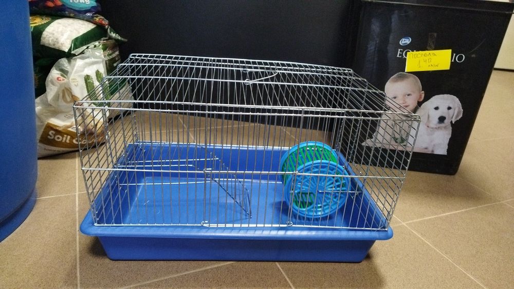 Клетка за хамстер,дегу,плъхче с етаж и колело р-р 48×34×28.