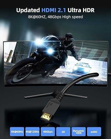 8K HDMI кабел 7м сертифициран 48 Gbps 8K-60Hz 4K-120Hz HDR10+ Dolby At