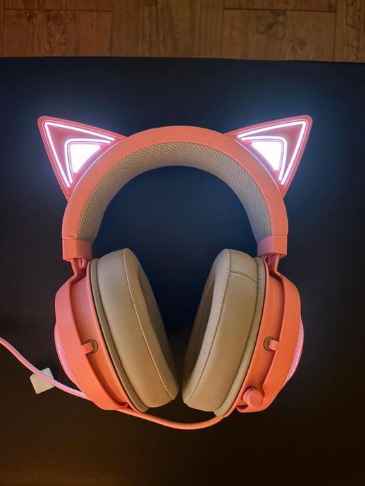Casti gaming Razer Kraken Kitty V2, microfonUSB Type A, Quartz Edition