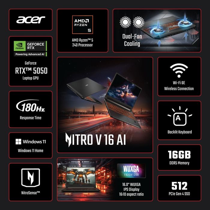 Acer Nitro V16 AI + windows 11 home