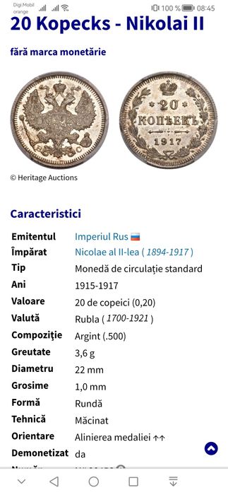 Vând  4 monede vechi de argint