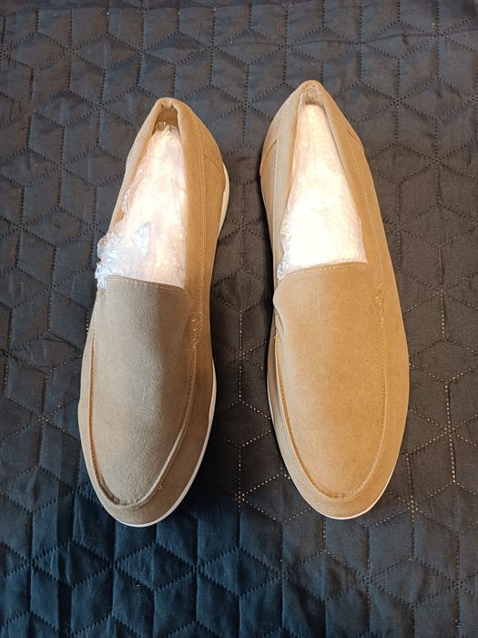 Mocasini bej bărbați piele intoarsă, stil Old Money