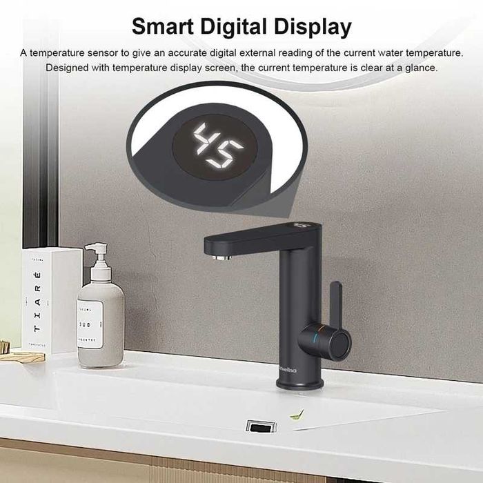 Проточен смесител с нагревател за кухня и баня Briwellna BP21-Black