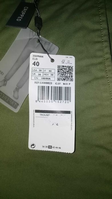 Pantaloni TaperedFit cropped Marca Mango Blugi Barbatesti Verde Fistic