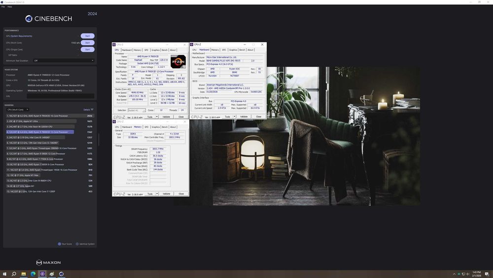 AMD Ryzen 9 7900X3D, 12-ядрен, 128 MB L3 Cache