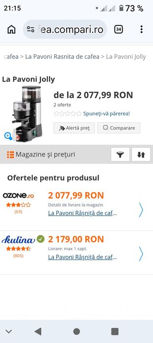 Vând râșniță cafea la pavoni joli