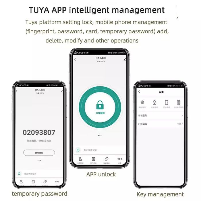 Smart замок, WiFi, отпечаткой пальца, парол, брелок, Smartlock