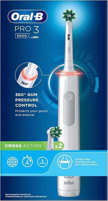 Електрическа четка за зъби Braun Oral-B Pro 3 3000 CrossAction Бяла