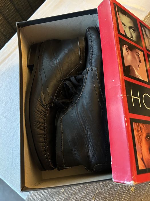 Боти от тъмно-сива кожа с вълнен каракул - р-р 39, дамски