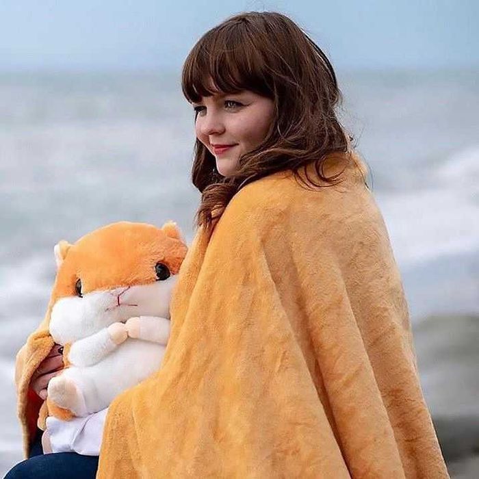 Хомяк игрушка 3 в 1  (мягкая игрушка,плед,подушка)