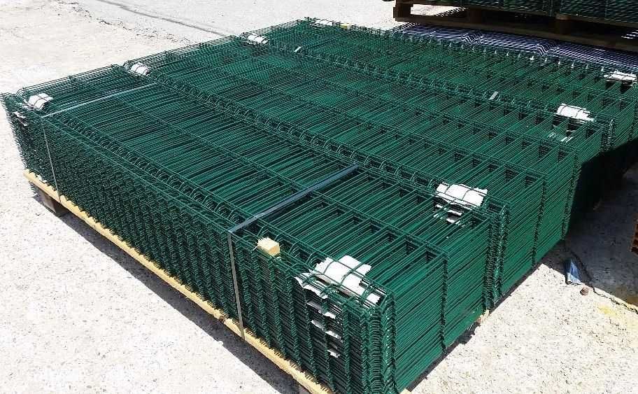 Panou / plasa gard bordurata verde, antracit, zincat + stalpi metal + sistem complet