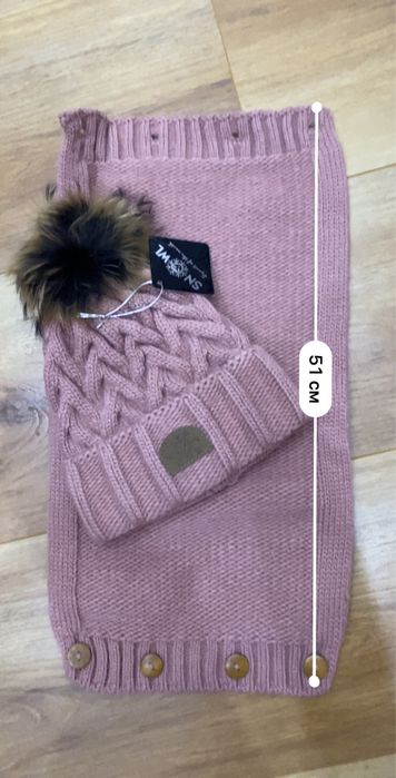 Шапка и шарф розовые