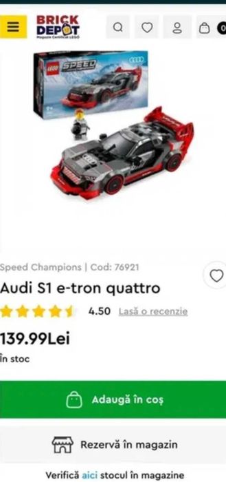 LEGO Speed Champions Audi S1 e-tron quattro 76921 masina de curse