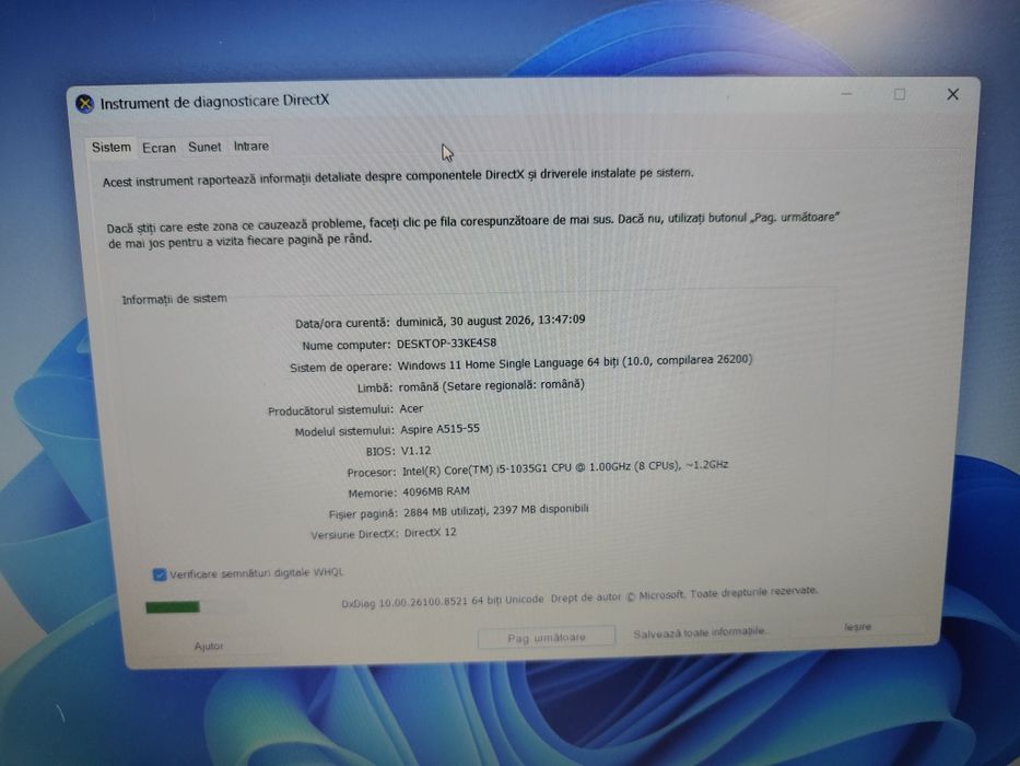 Laptop Acer / 15,6"/ i5 gen 10/ 4 GB RAM/ ssd 256 GB/