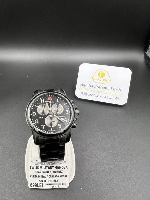 Ceas Swiss Military Hanova quartz curea metal cod 16419