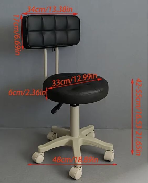 Козметичен стол на колелца с облегалка за салон за красота