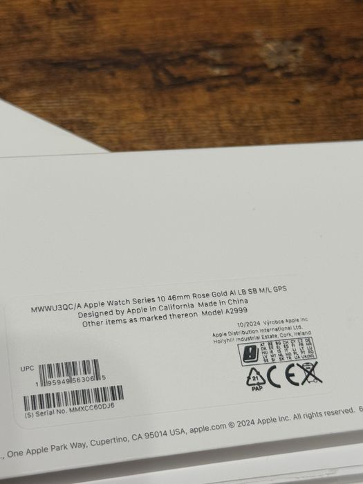 Apple watch S10 46 mm Rose Gold, GPS + Cellular! Пълен пакет! Като нов! 100% battery health!